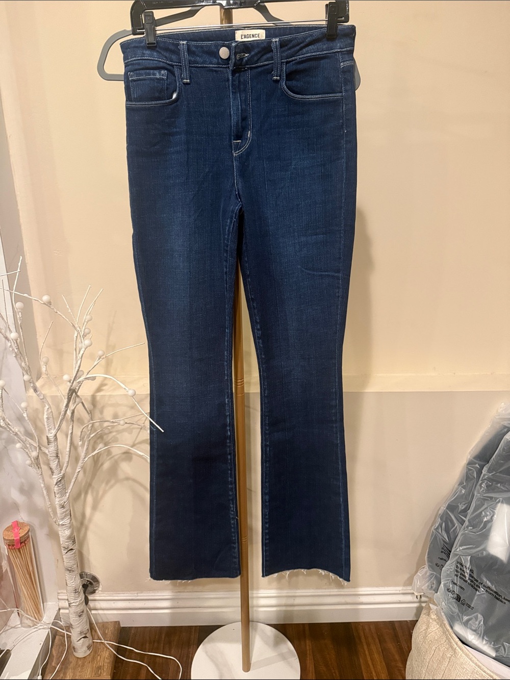 L’Agence Dark Blue High-Rise Slim Bootcut Jeans